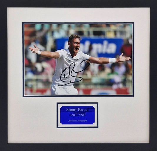 Stuart Broad Signed England Cricket Photo - Framed with COA - Darling Picture Framing