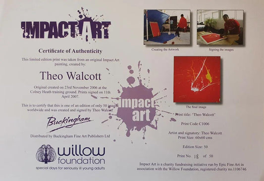 Theo Walcott Signed Arsenal Impact Art. - Darling Picture Framing
