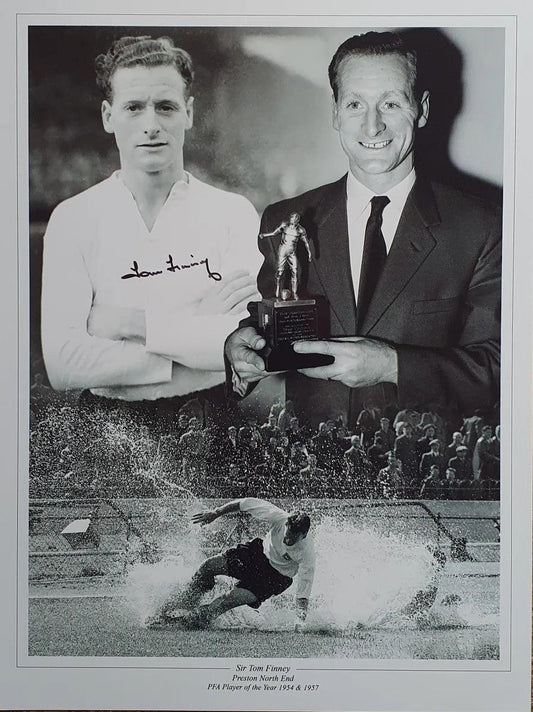 Tom Finney Signed England & Preston Photo. - Darling Picture Framing