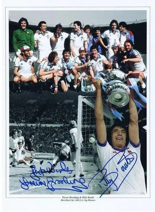 Trevor Brooking & Billy Bonds Signed West Ham United Photo. - Darling Picture Framing