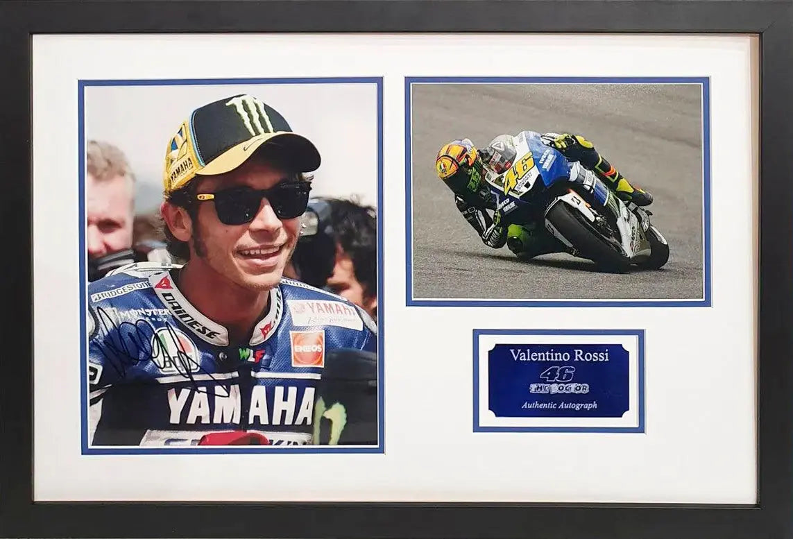 Valentino Rossi Signed Yamaha MotoGP Photo - Framed with COA - Darling Picture Framing