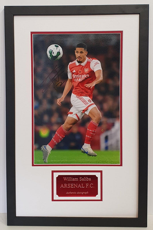 William Saliba Signed Arsenal Photo Framed. - Darling Picture Framing