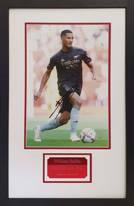 William Saliba Signed Arsenal Photo Framed. Darling Picture Framing
